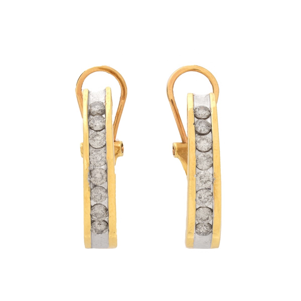 Diamond and 14K Hoop Earrings