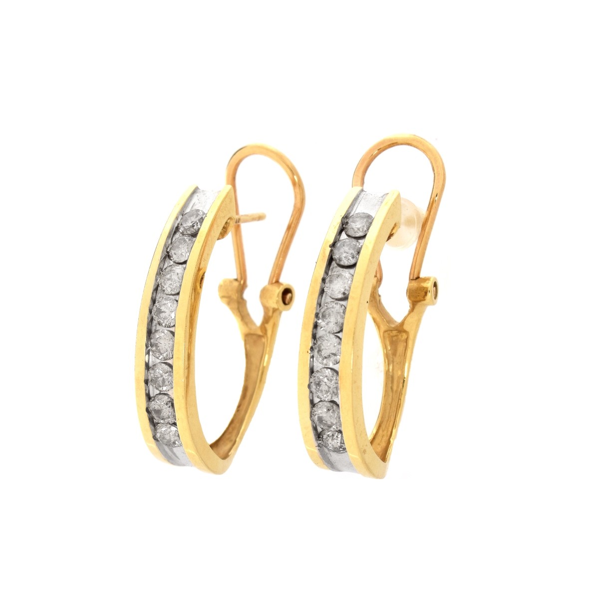 Diamond and 14K Hoop Earrings