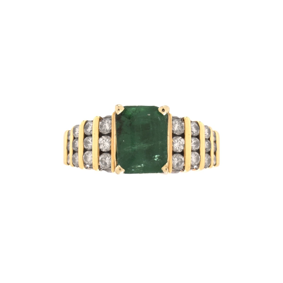 Emerald, Diamond and 14K Ring