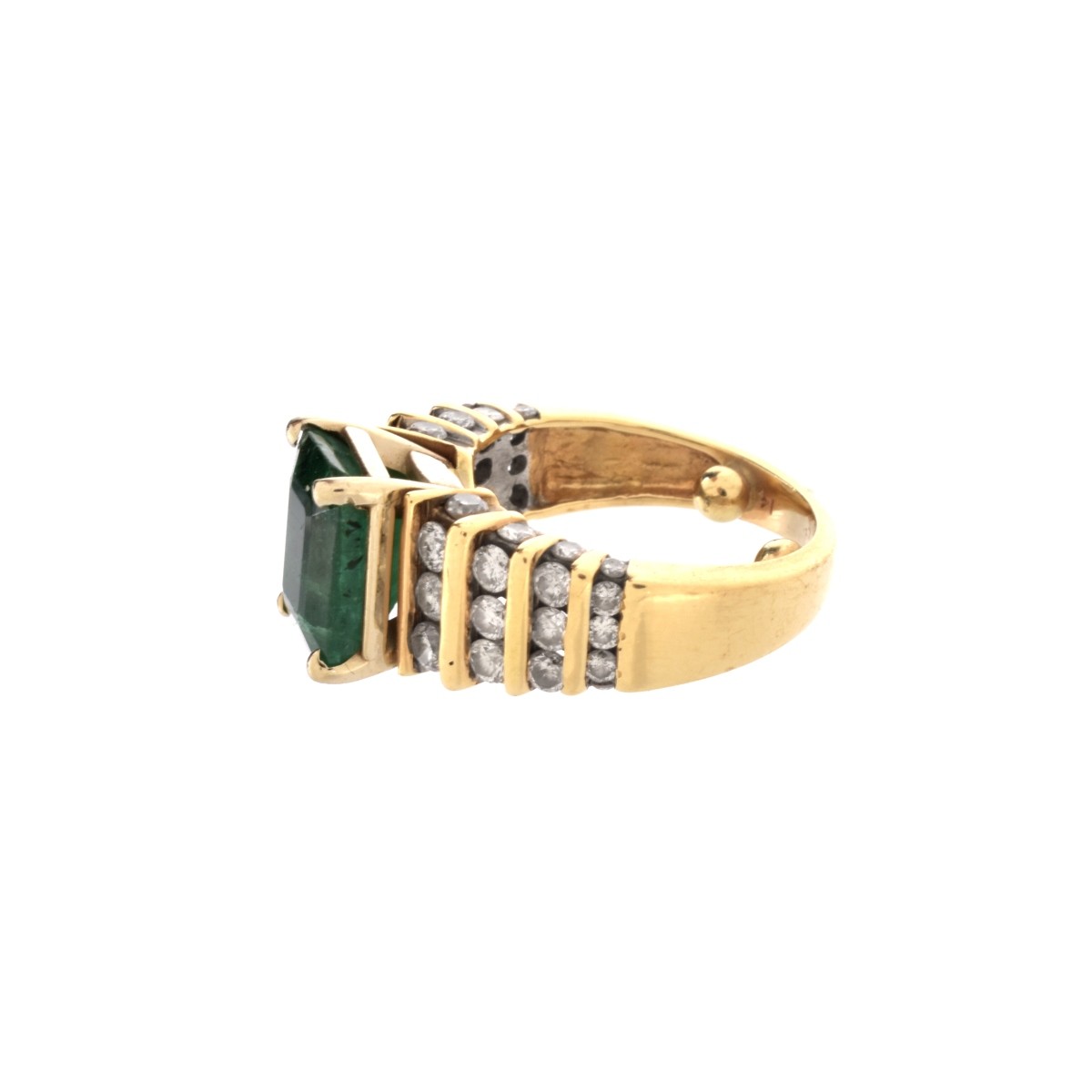 Emerald, Diamond and 14K Ring