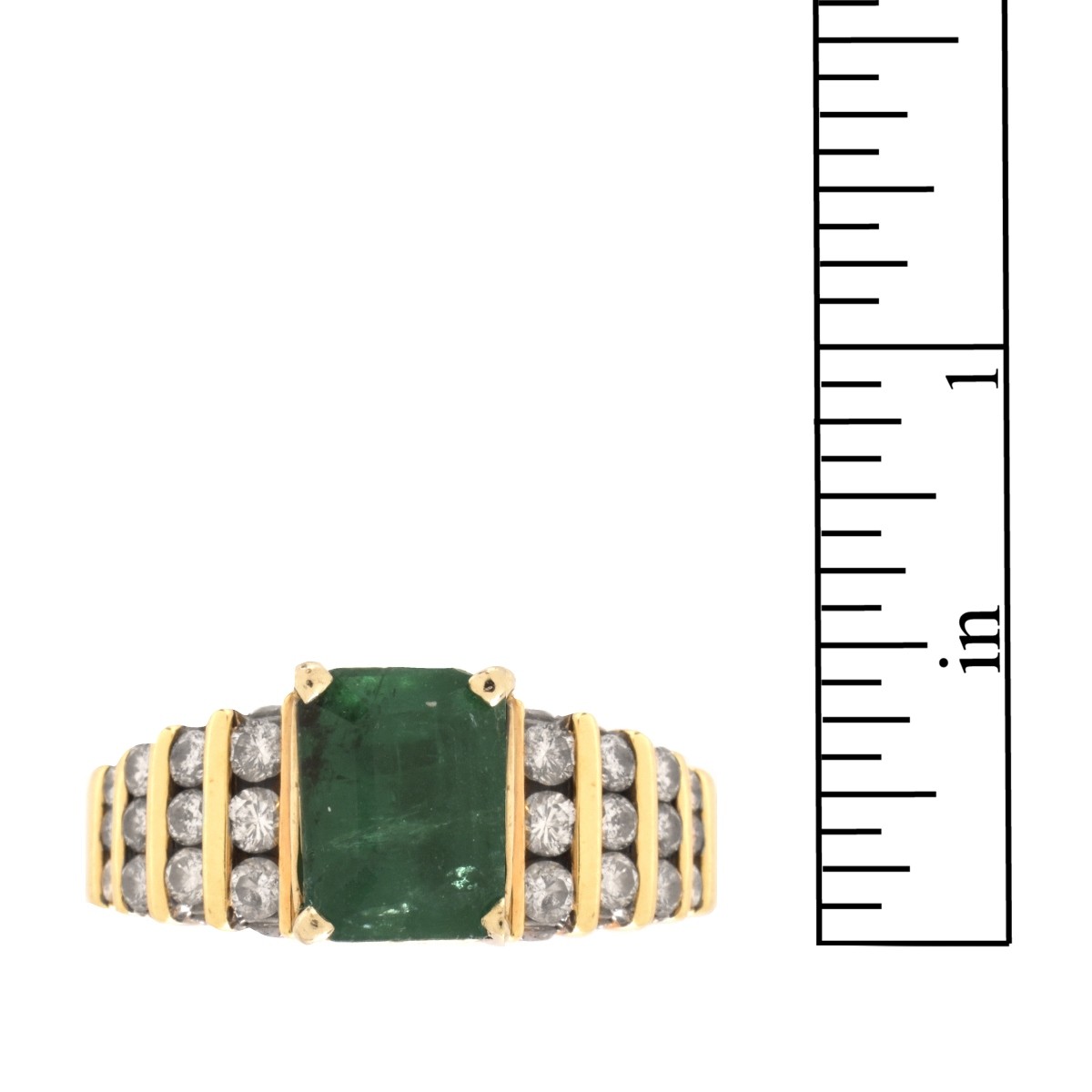 Emerald, Diamond and 14K Ring