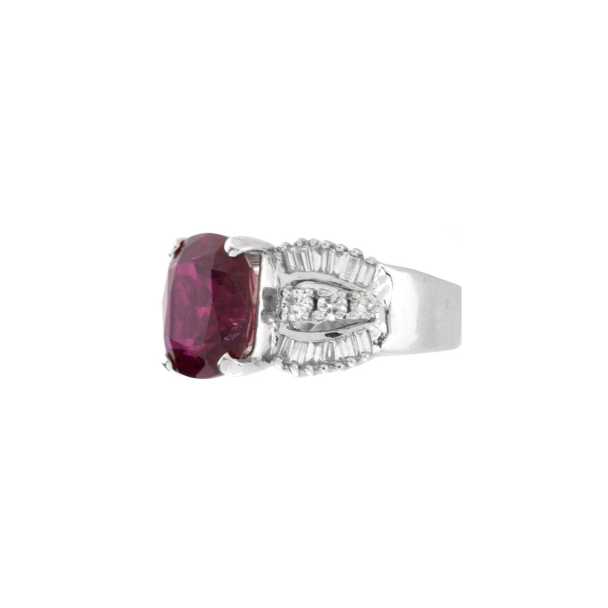 Rubelite, Diamond and 14K Ring