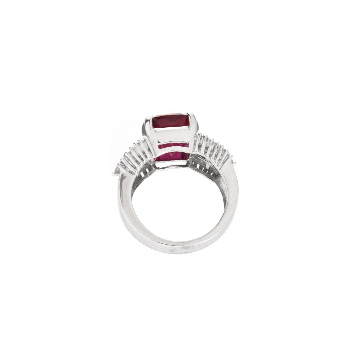 Rubelite, Diamond and 14K Ring