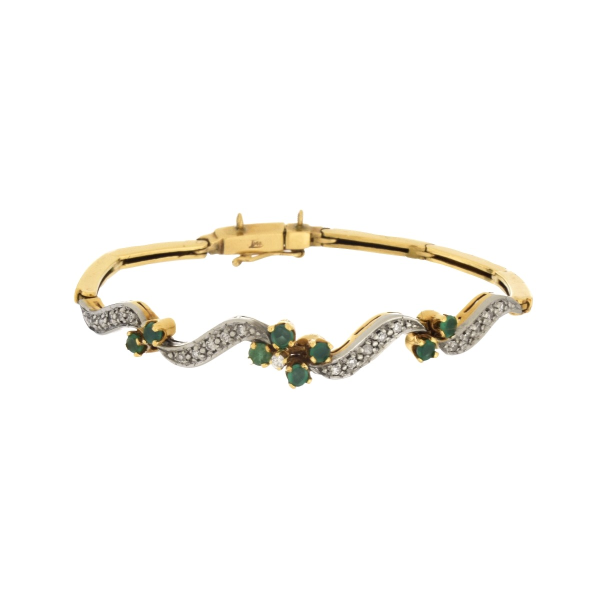 Emerald, Diamond and 14K Bracelet