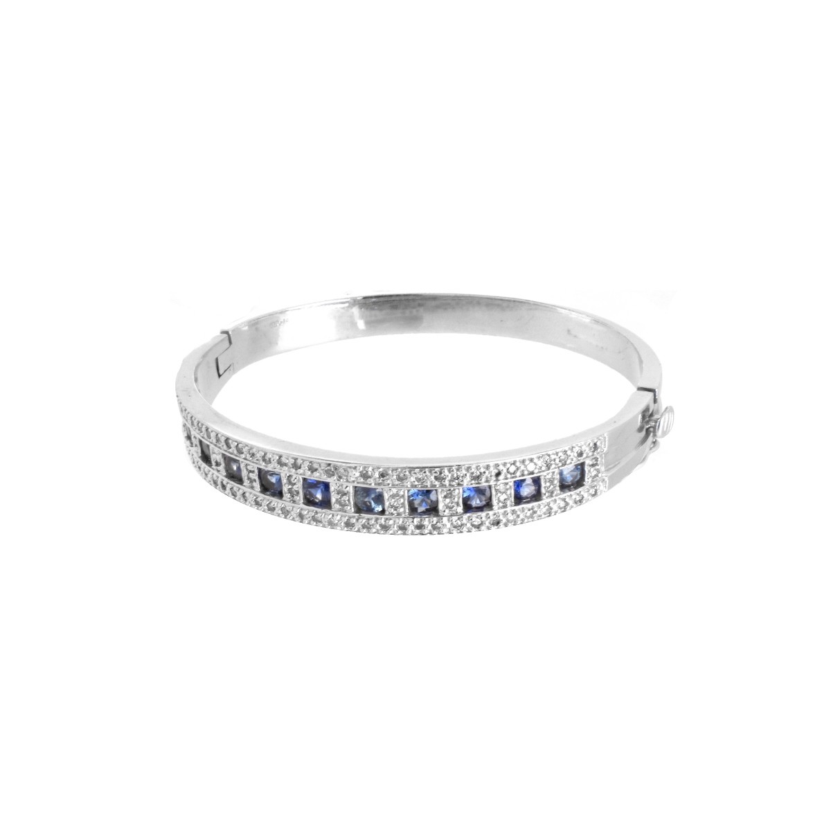 Sapphire, Diamond and 14K Bangle