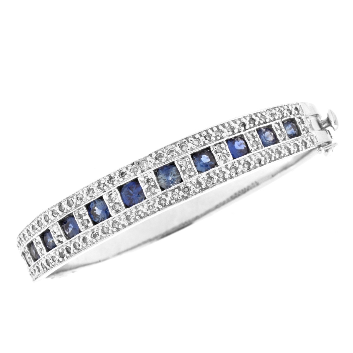 Sapphire, Diamond and 14K Bangle