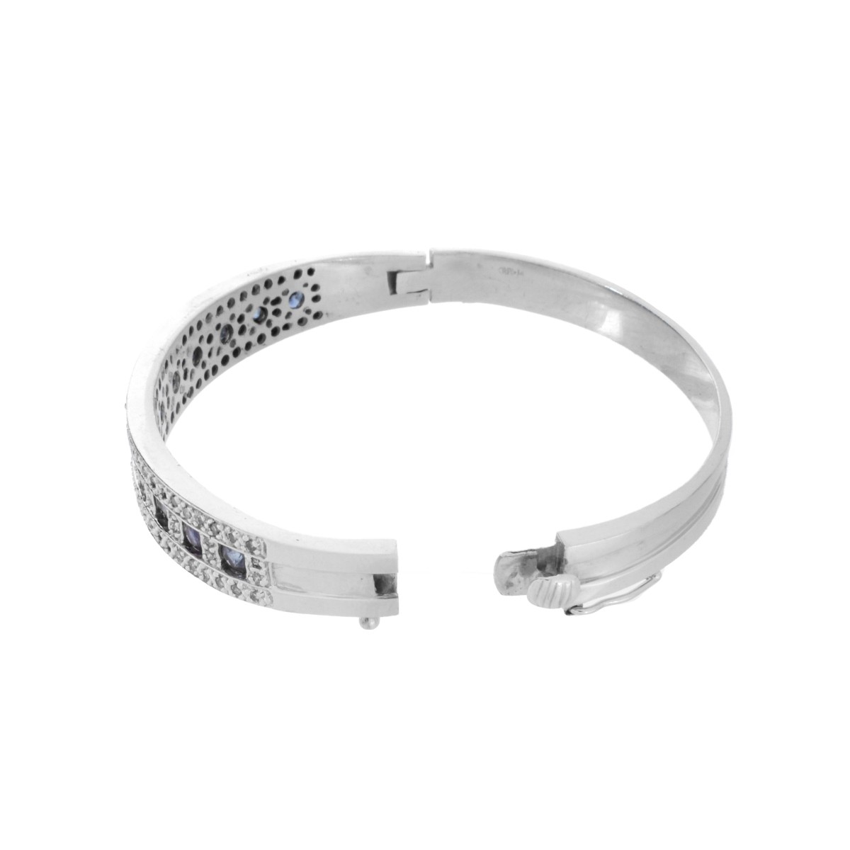 Sapphire, Diamond and 14K Bangle