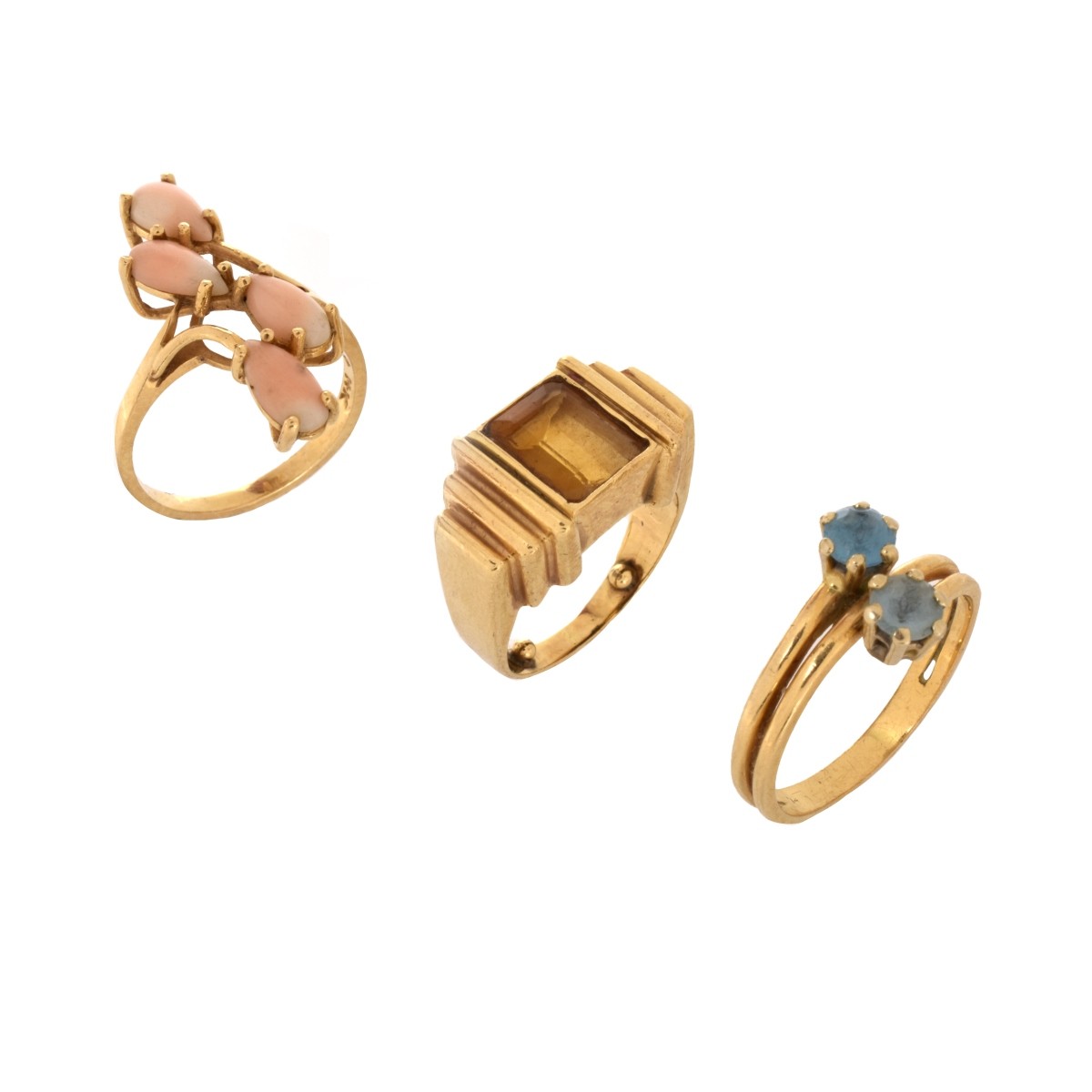 Three Gemstone and 14K Rings