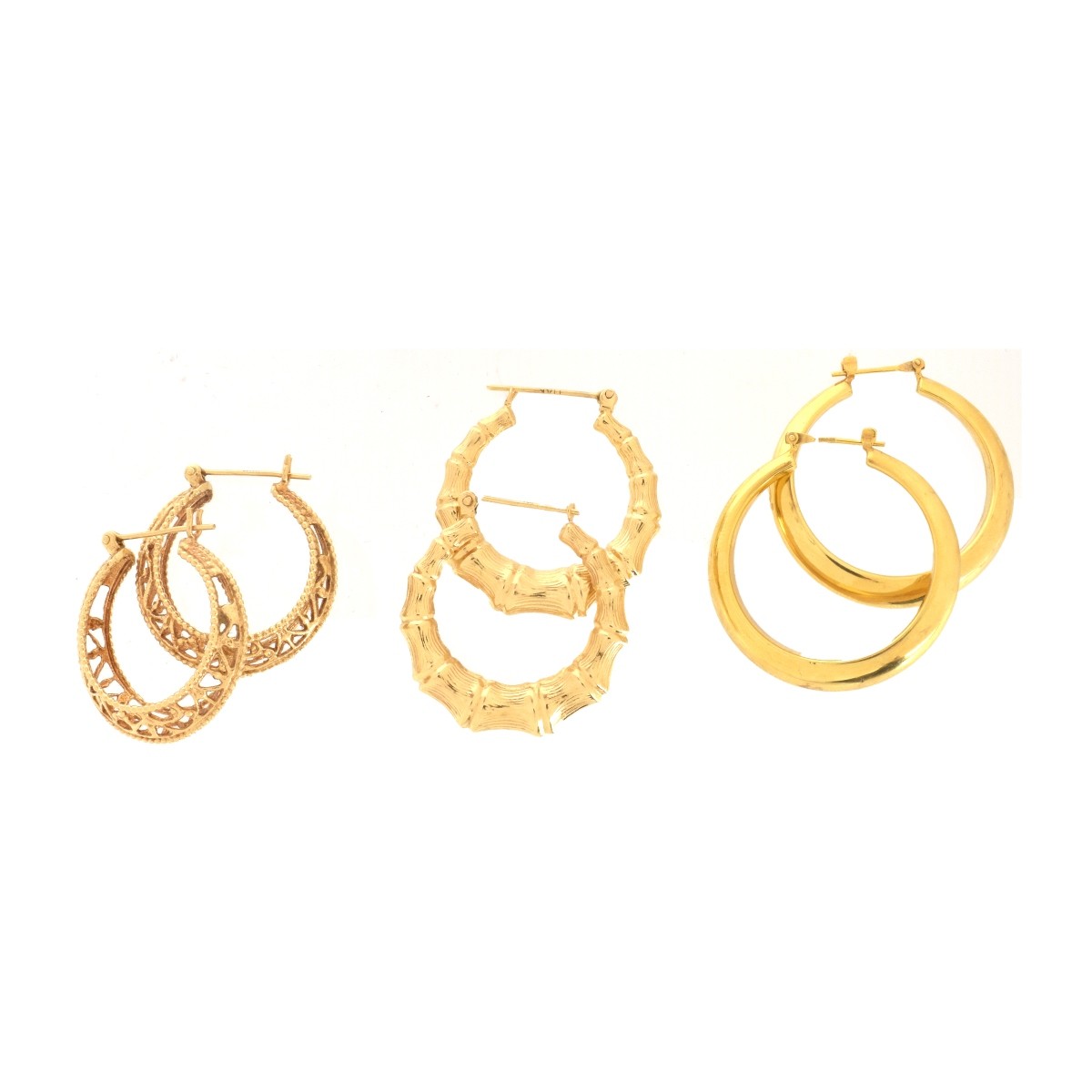 Three (3) Pairs of Vintage 14K Earrings