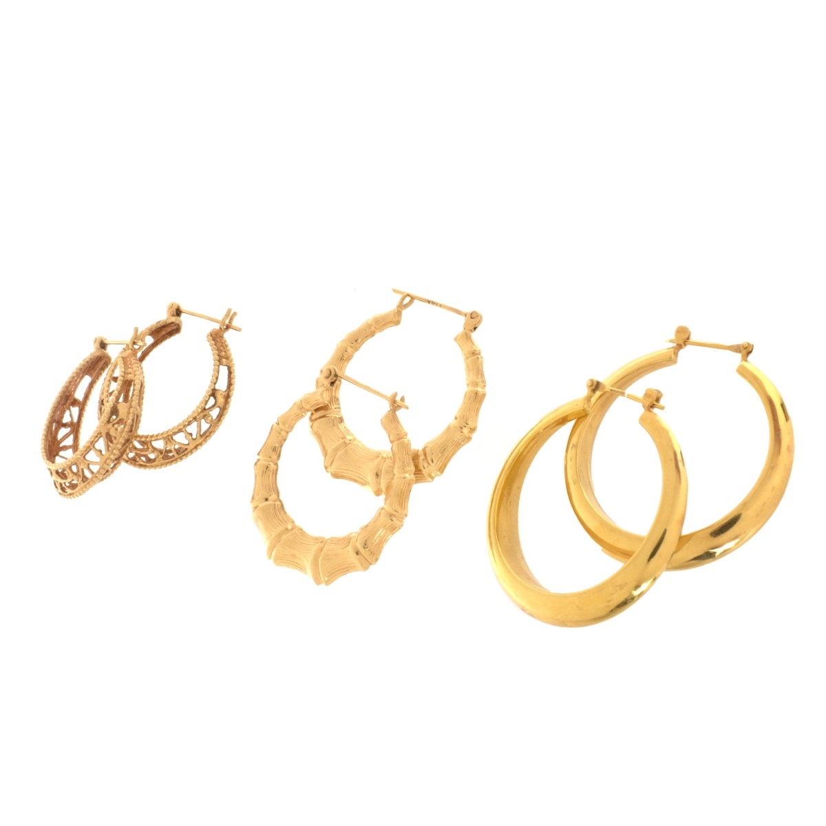 Three (3) Pairs of Vintage 14K Earrings