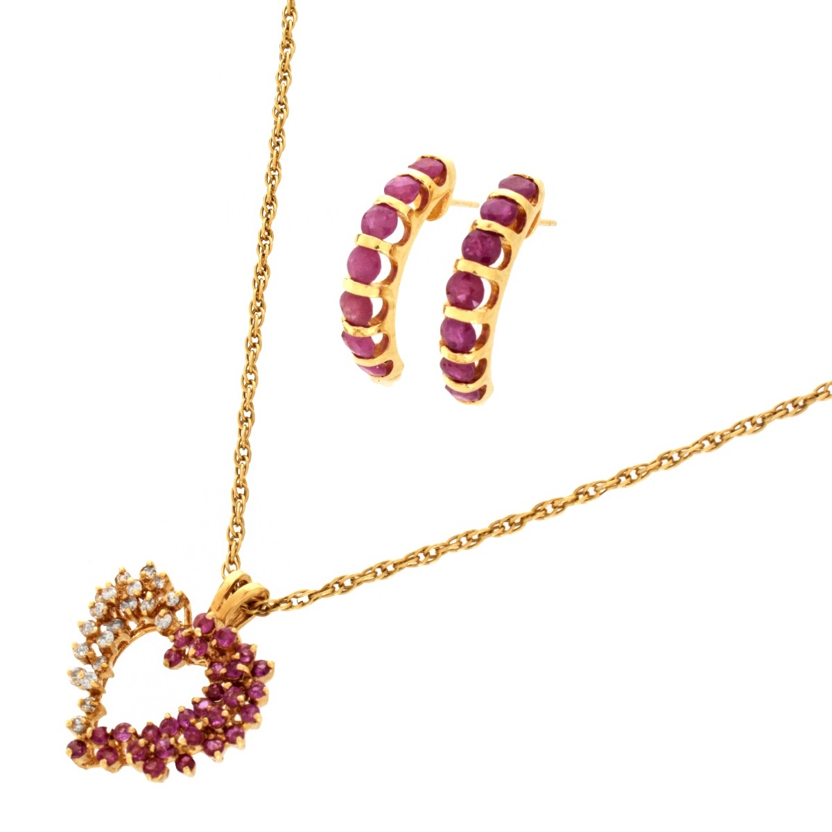 14K Ruby Jewelry Suite