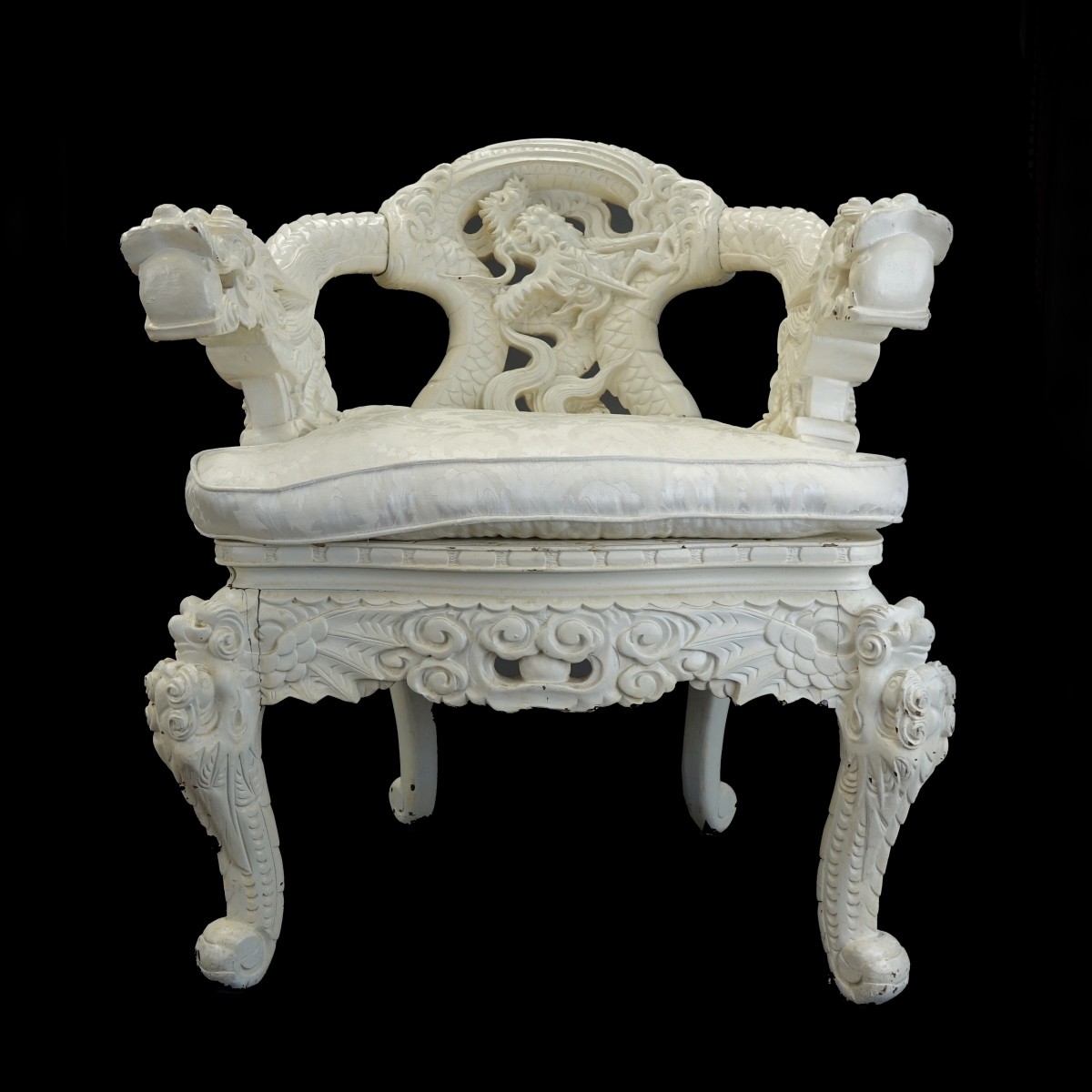 Chinese Carved Hardwood Dragon Chair