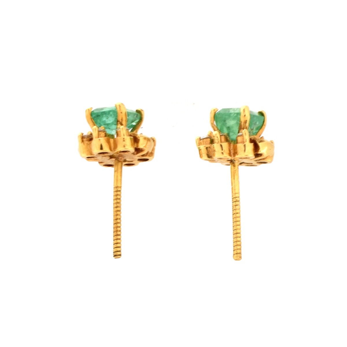 Emerald, Diamond and 14K Earrings