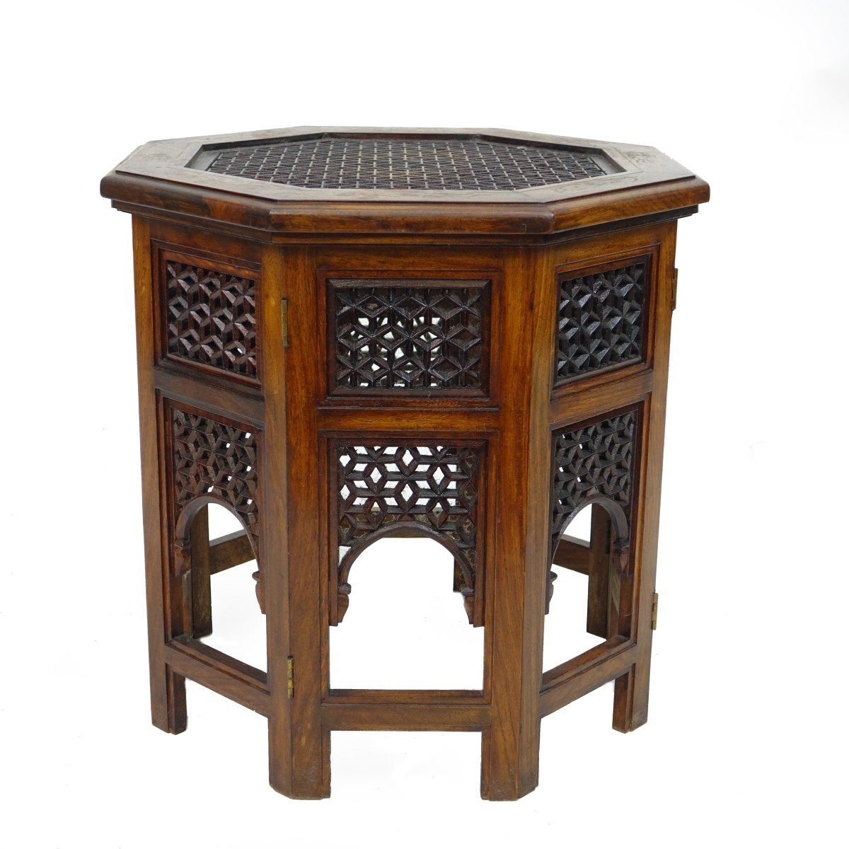 Moroccan Lattice Octagon Wood Side Table