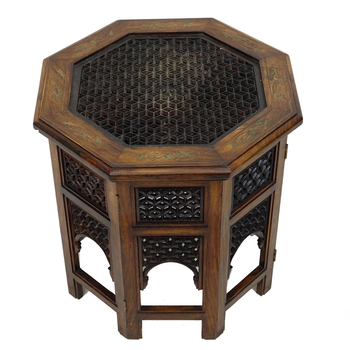 Moroccan Lattice Octagon Wood Side Table