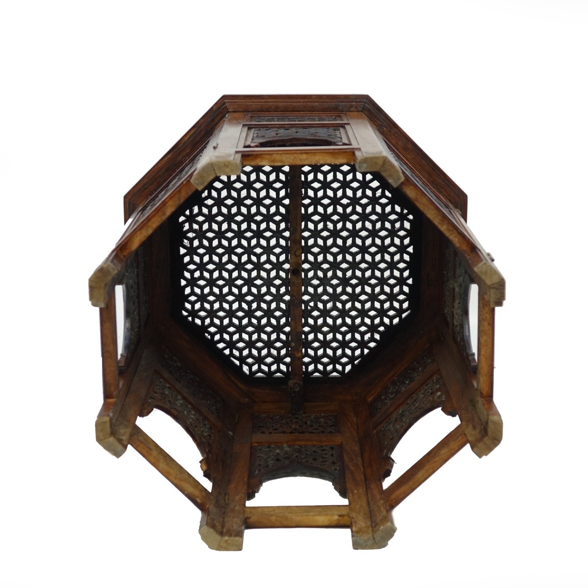 Moroccan Lattice Octagon Wood Side Table