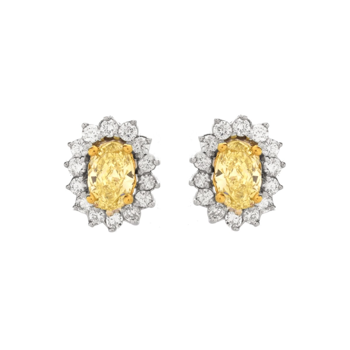 Diamond and 18K Ear Studs