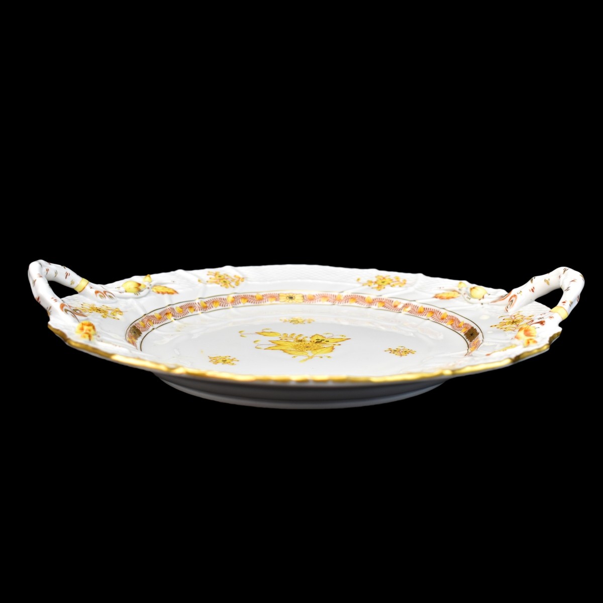 Herend Chinese Yellow Plate with Handle