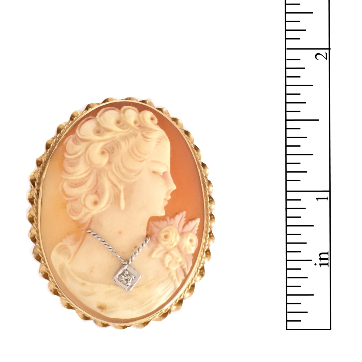 Shell Cameo and 14K Brooch