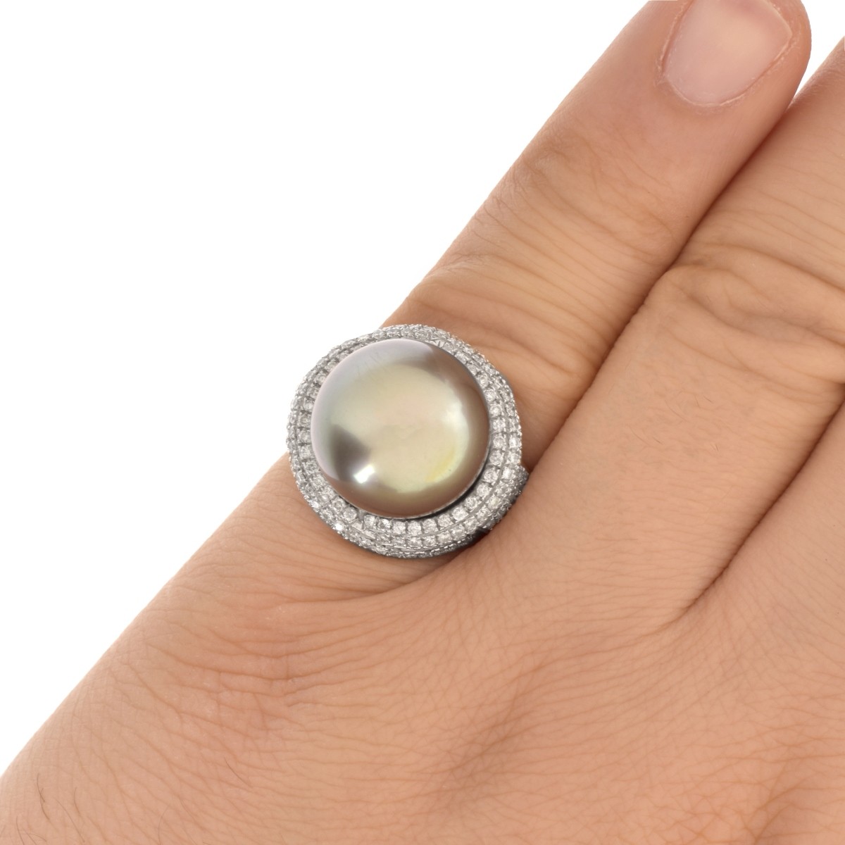 Pearl, Diamond and 18K Ring