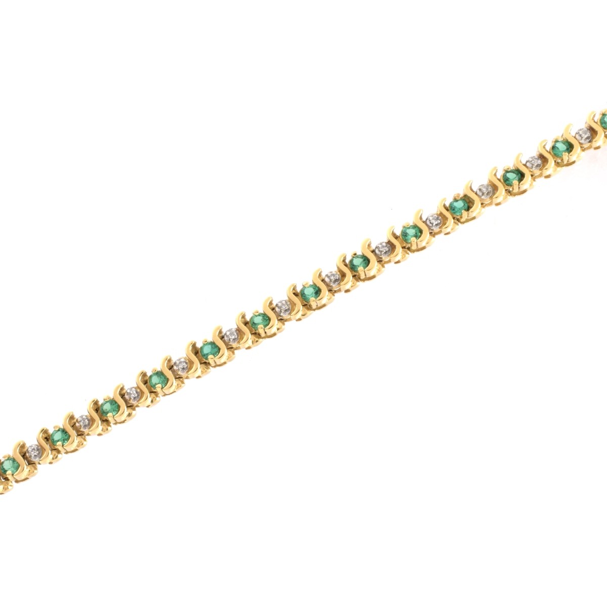 Emerald, Diamond and 14K Bracelet