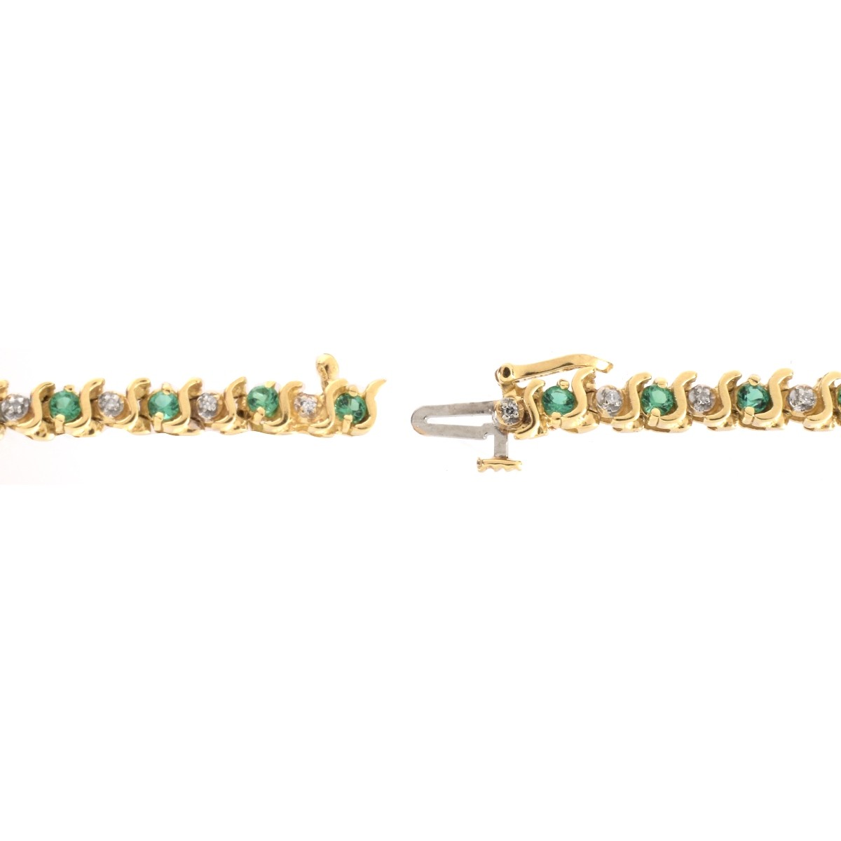 Emerald, Diamond and 14K Bracelet