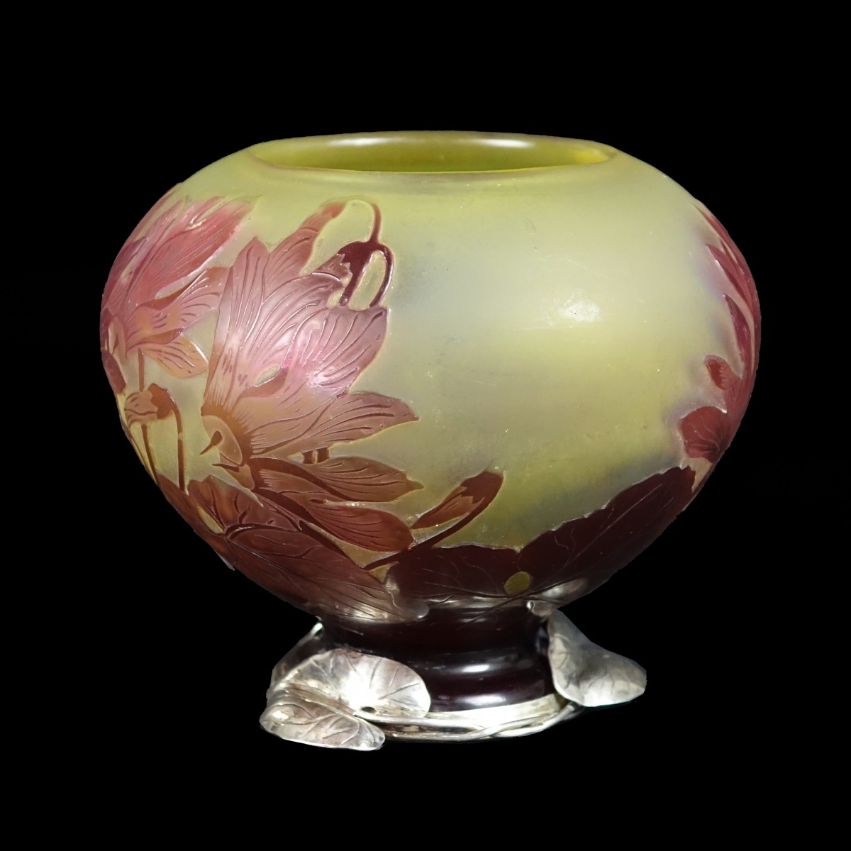 Fabergé Silver-Mounted Emile Gallé Vase