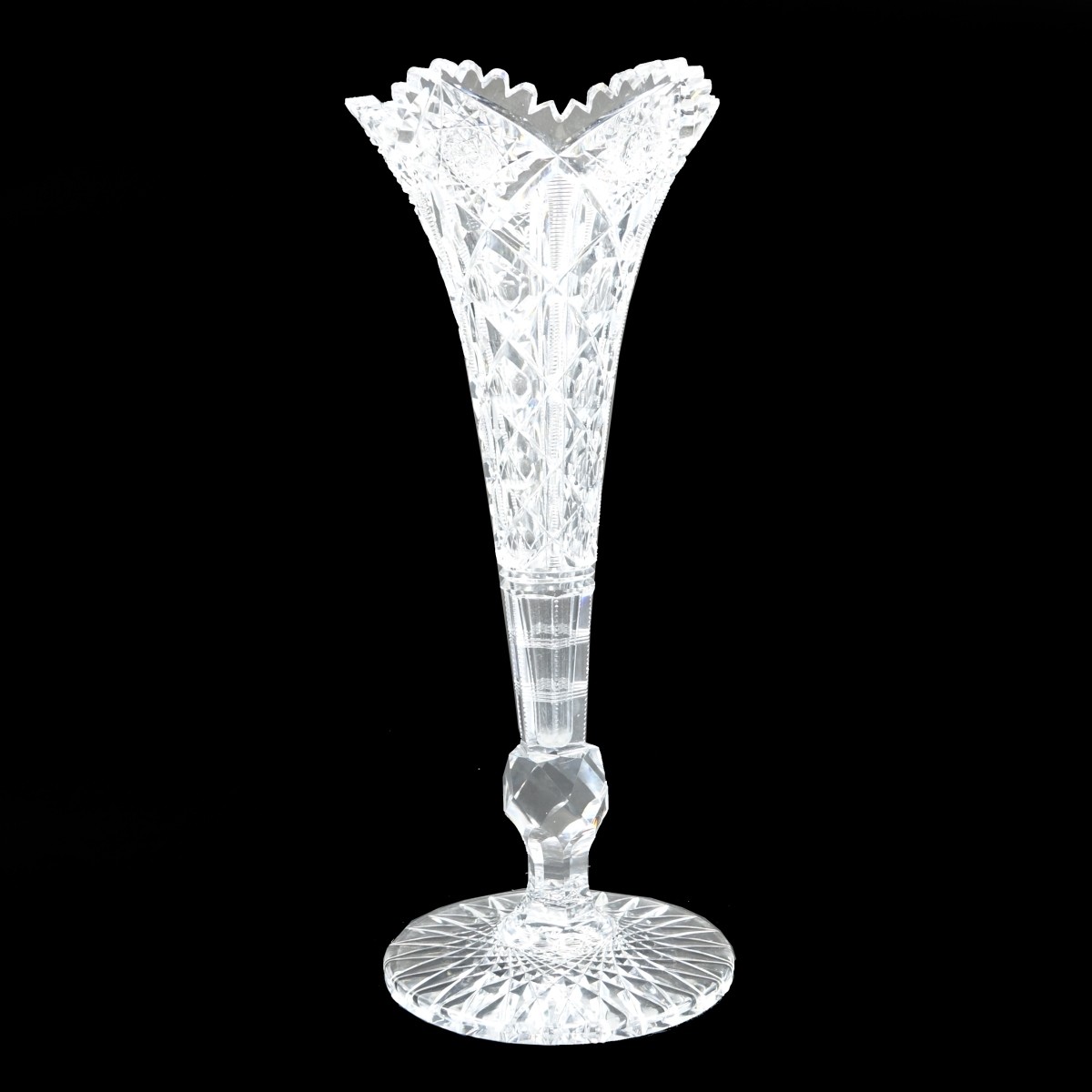 Hawkes Brilliant Crystal Cut Trumpet Vase
