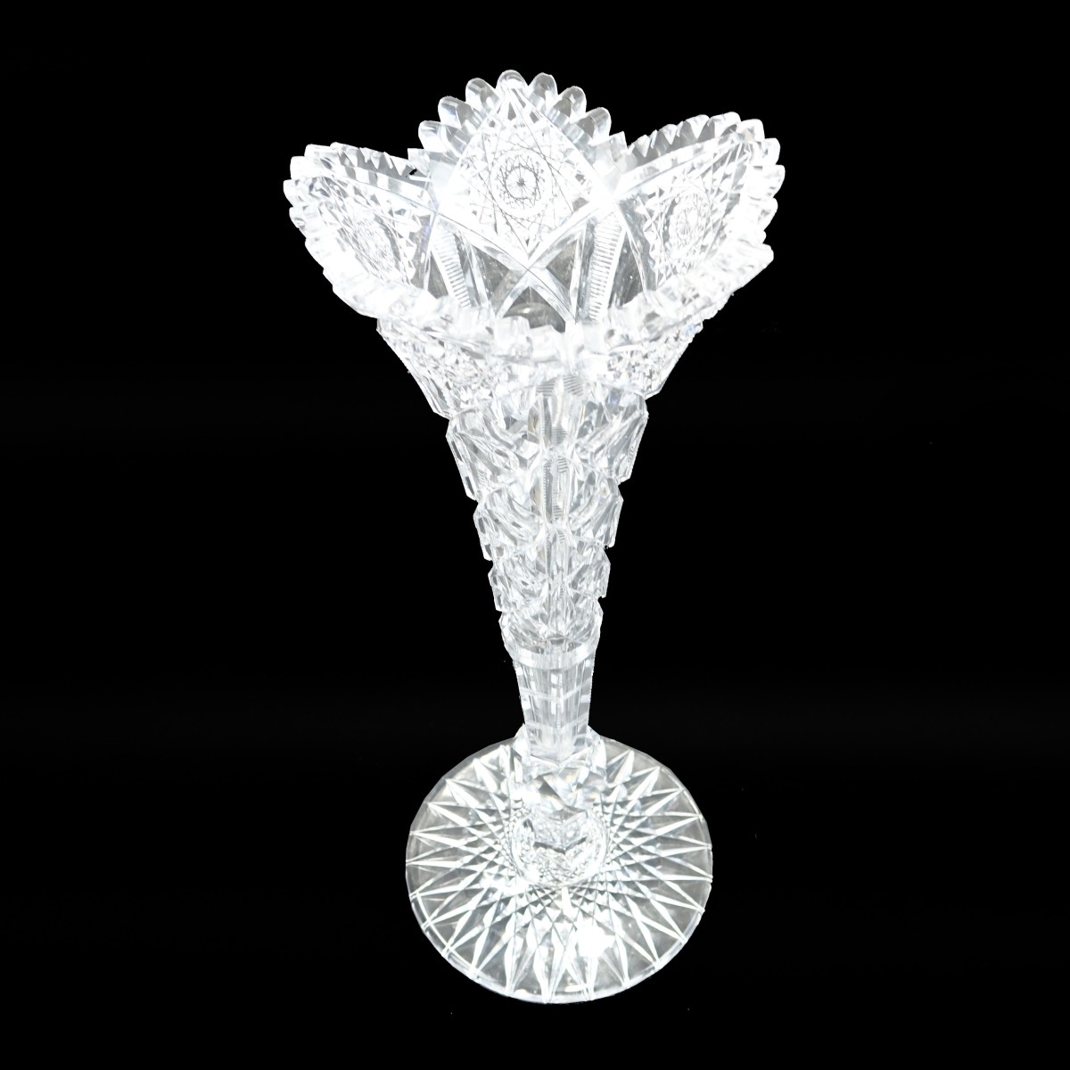 Hawkes Brilliant Crystal Cut Trumpet Vase