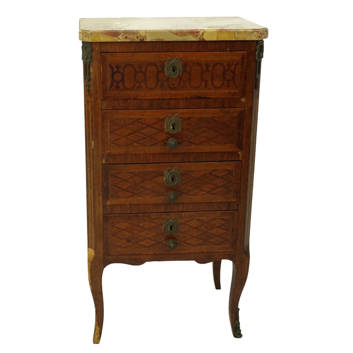 19th Century Inlaid Marble Commode