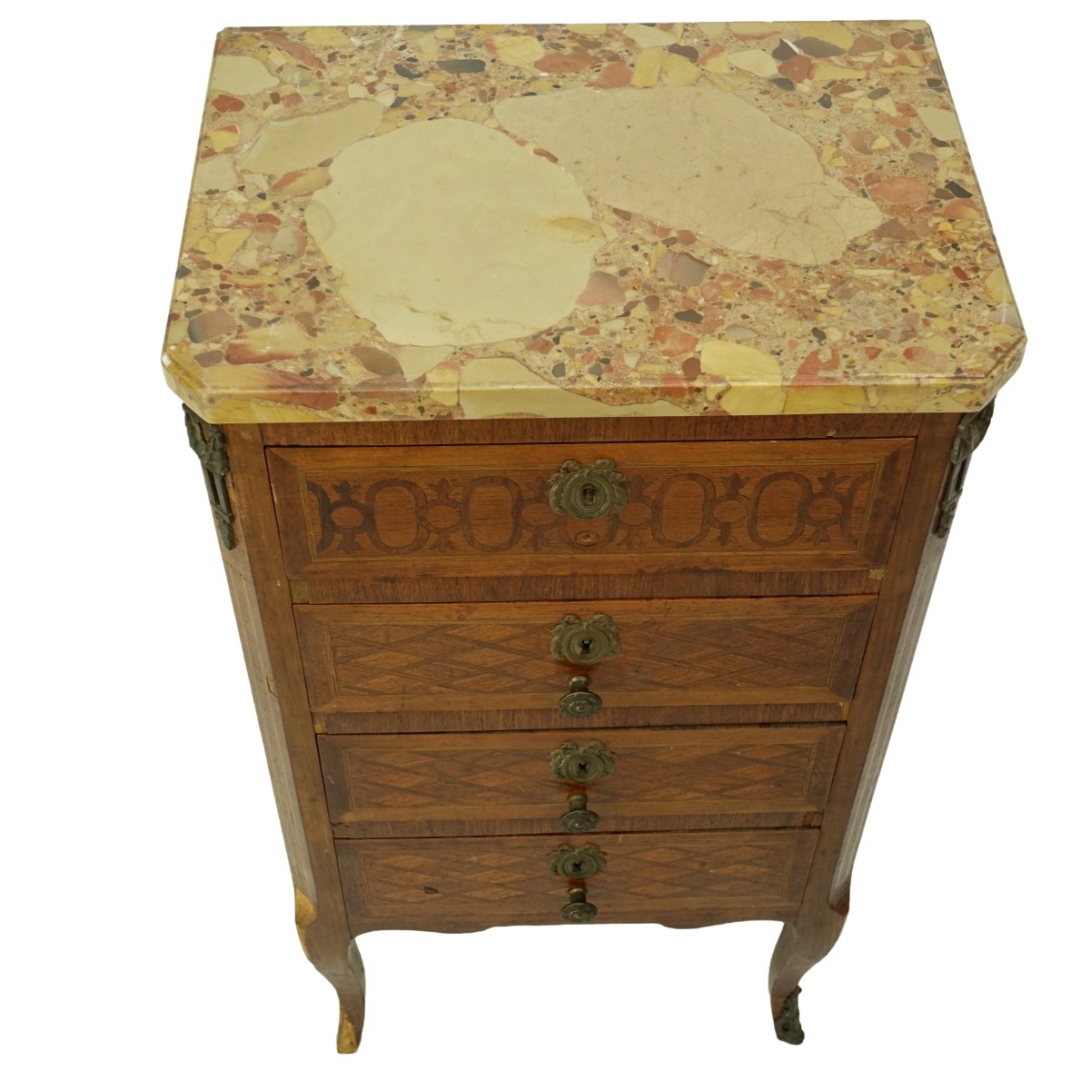 19th Century Inlaid Marble Commode