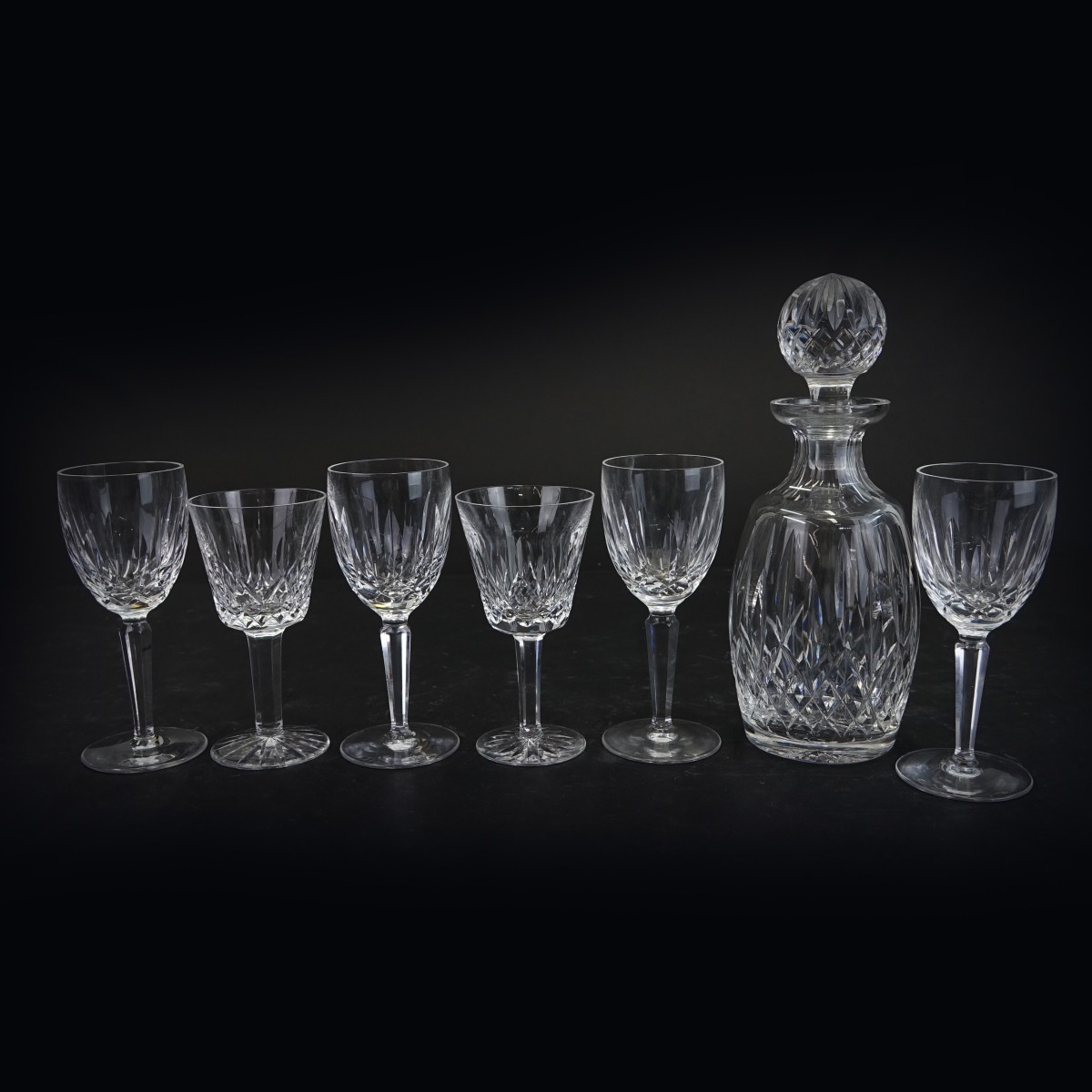 8 pcs Waterford Lismore Decanter and Glasses