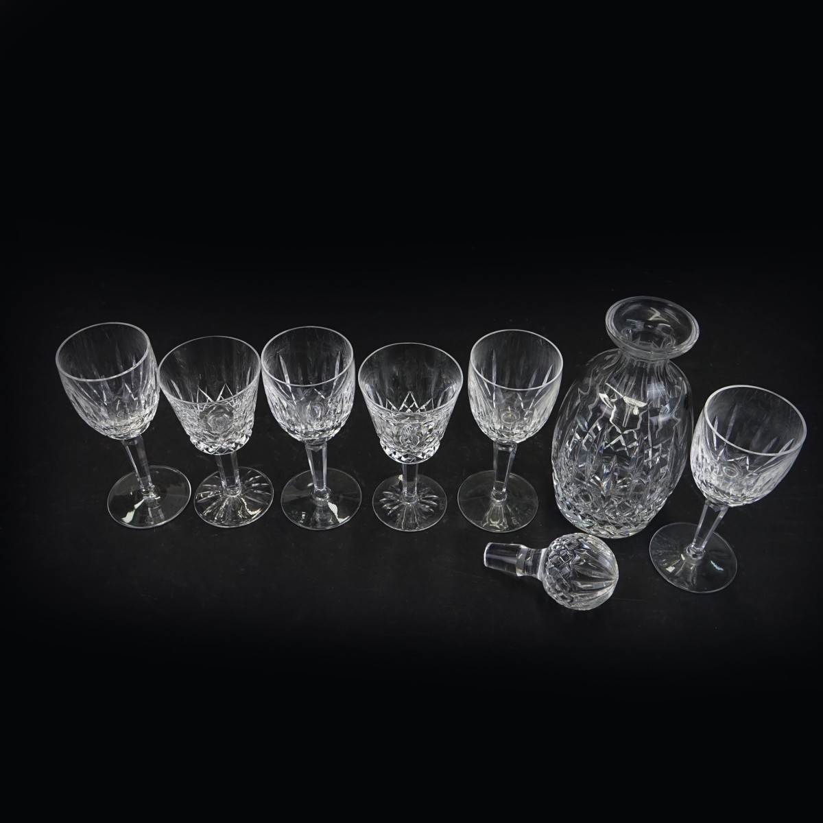 8 pcs Waterford Lismore Decanter and Glasses