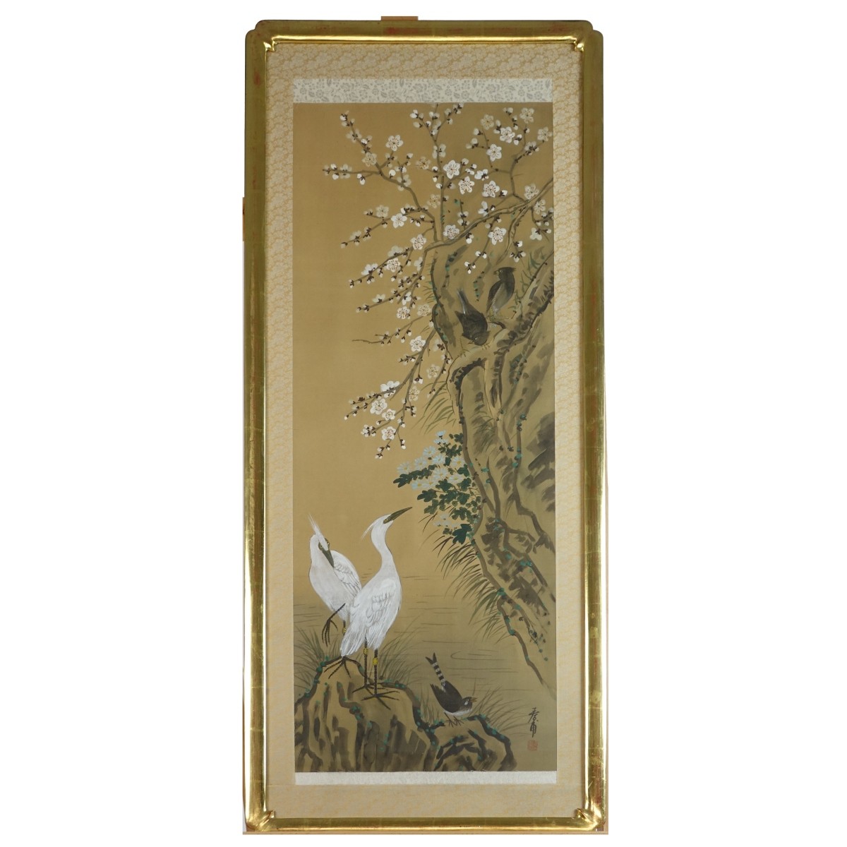 Pr Antique Japanese Scroll Paintings Egrets