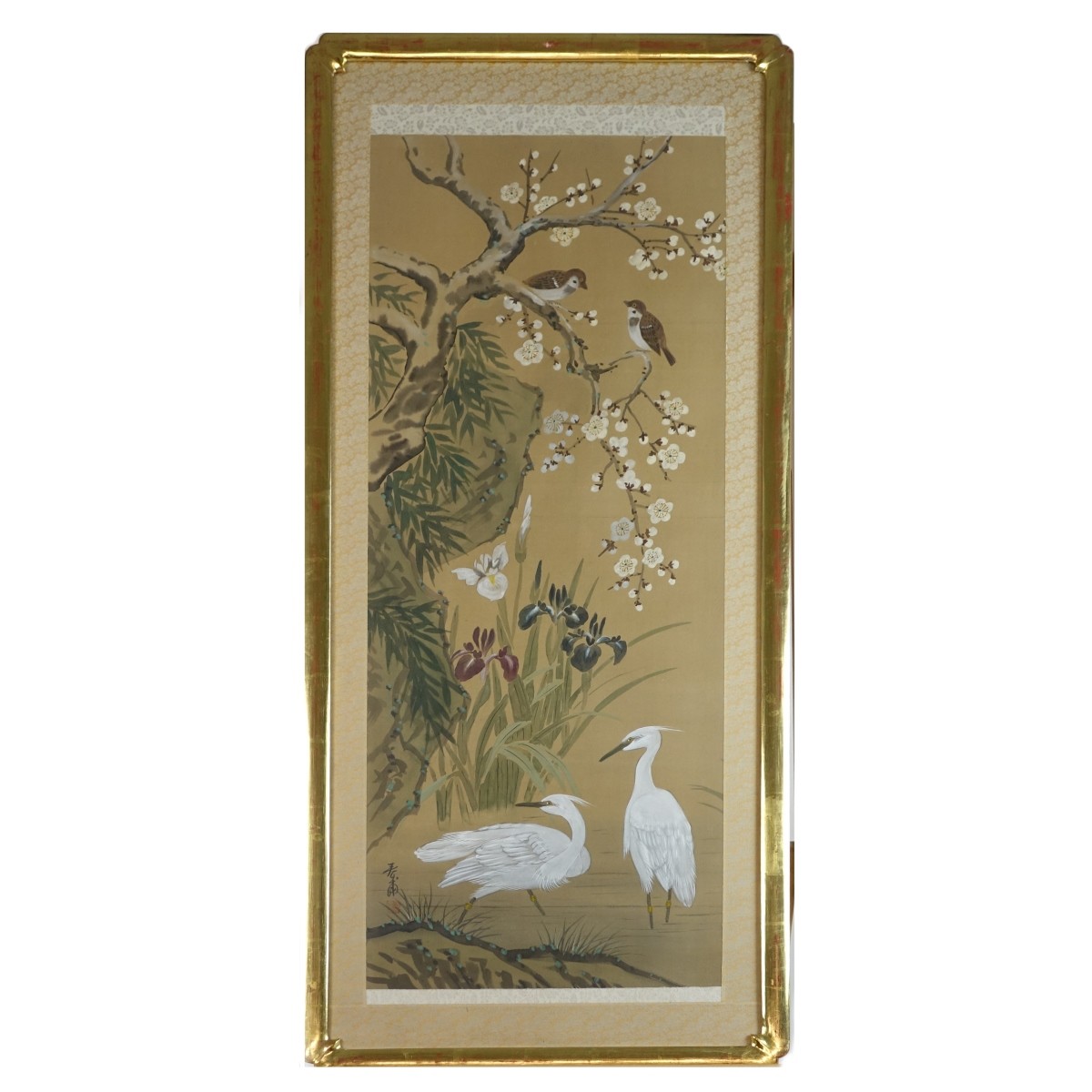 Pr Antique Japanese Scroll Paintings Egrets