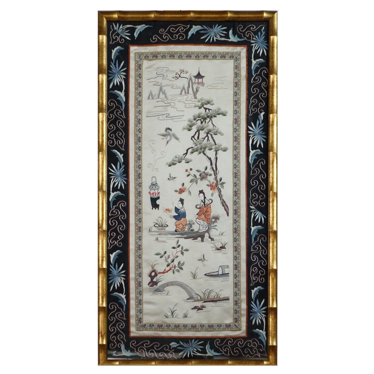 Two (2) Antique Chinese Silk Embroidered Panels
