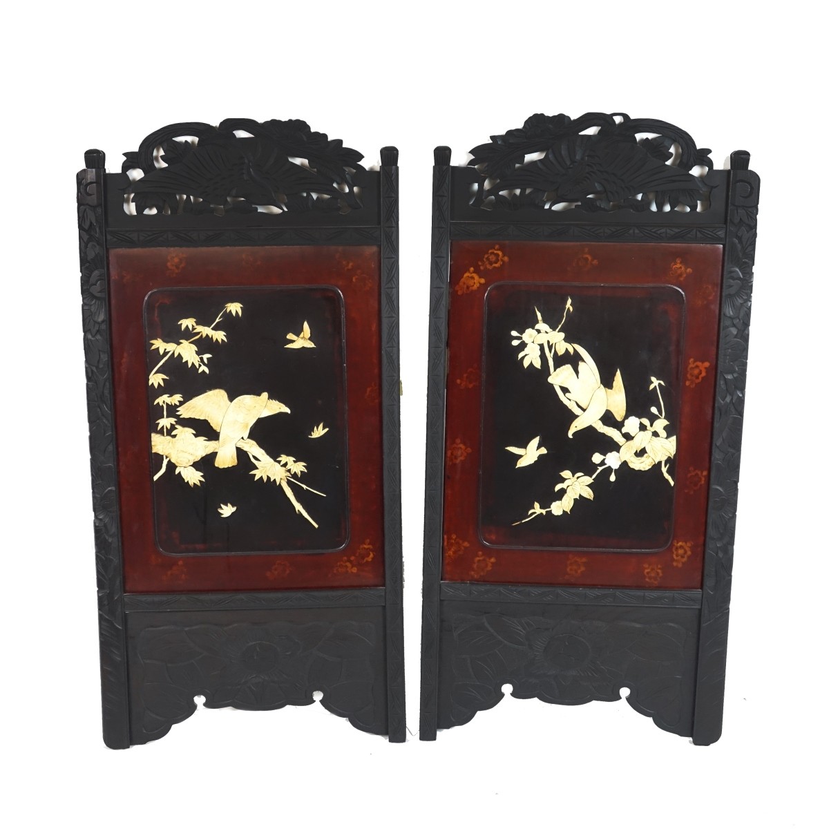 Pair of Japanese Shibayama Panels