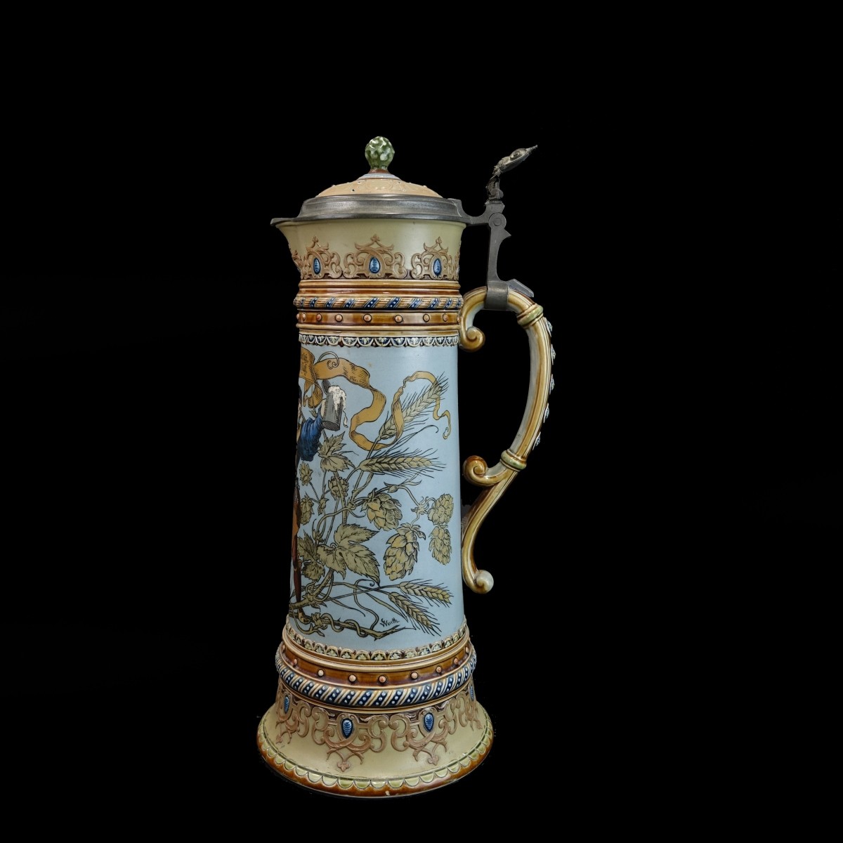 Large Mettlach German Beer Stein