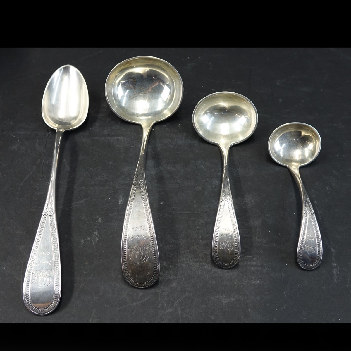 4 pcs Antique Shreve, Stanwood Sterling Serving