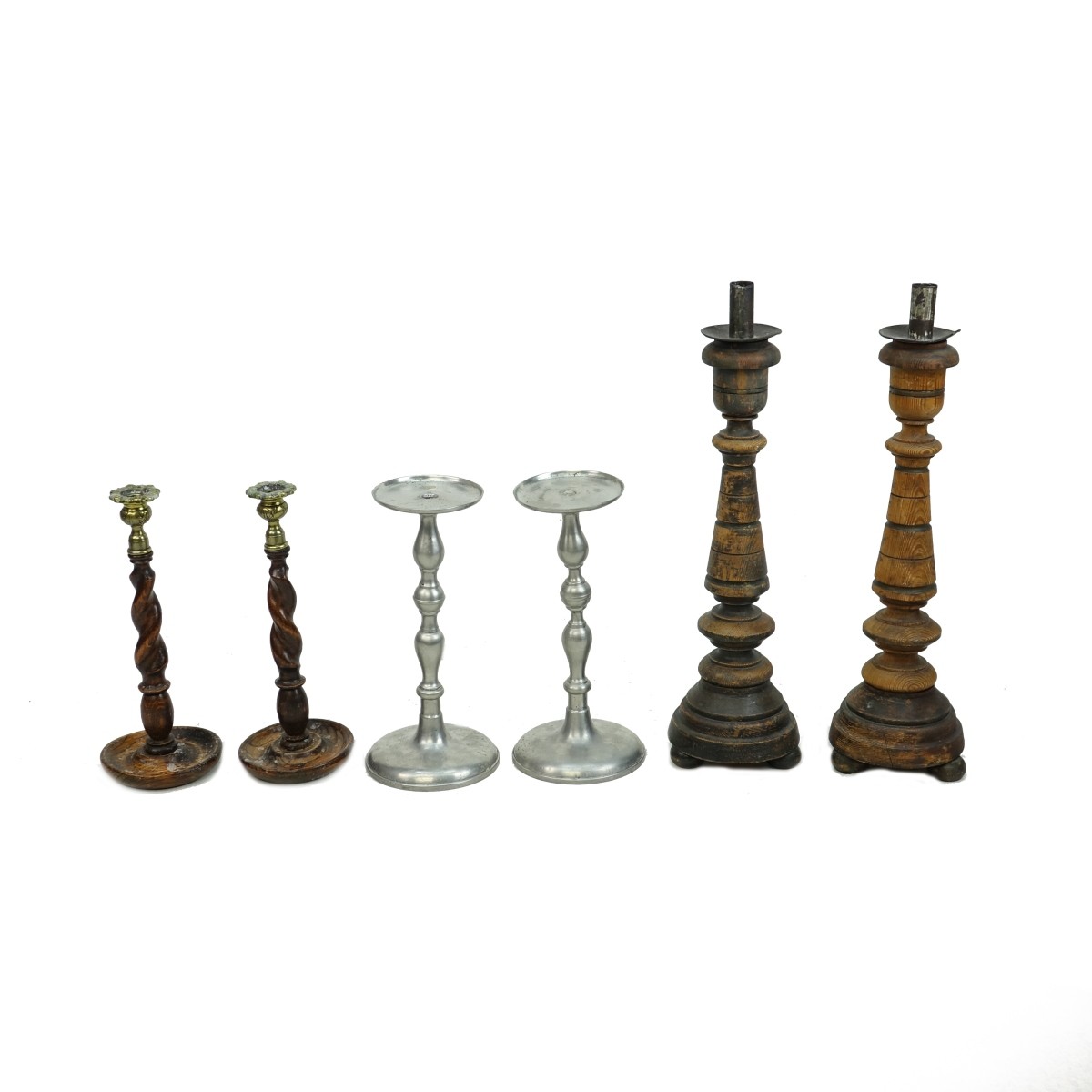 3 Sets Antique Candlesticks