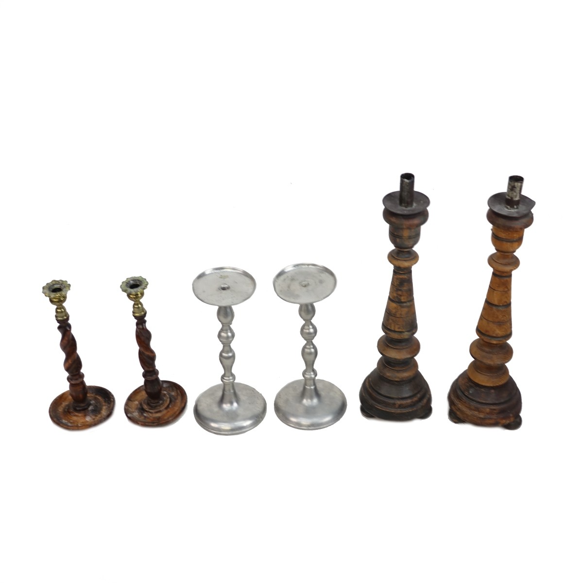 3 Sets Antique Candlesticks