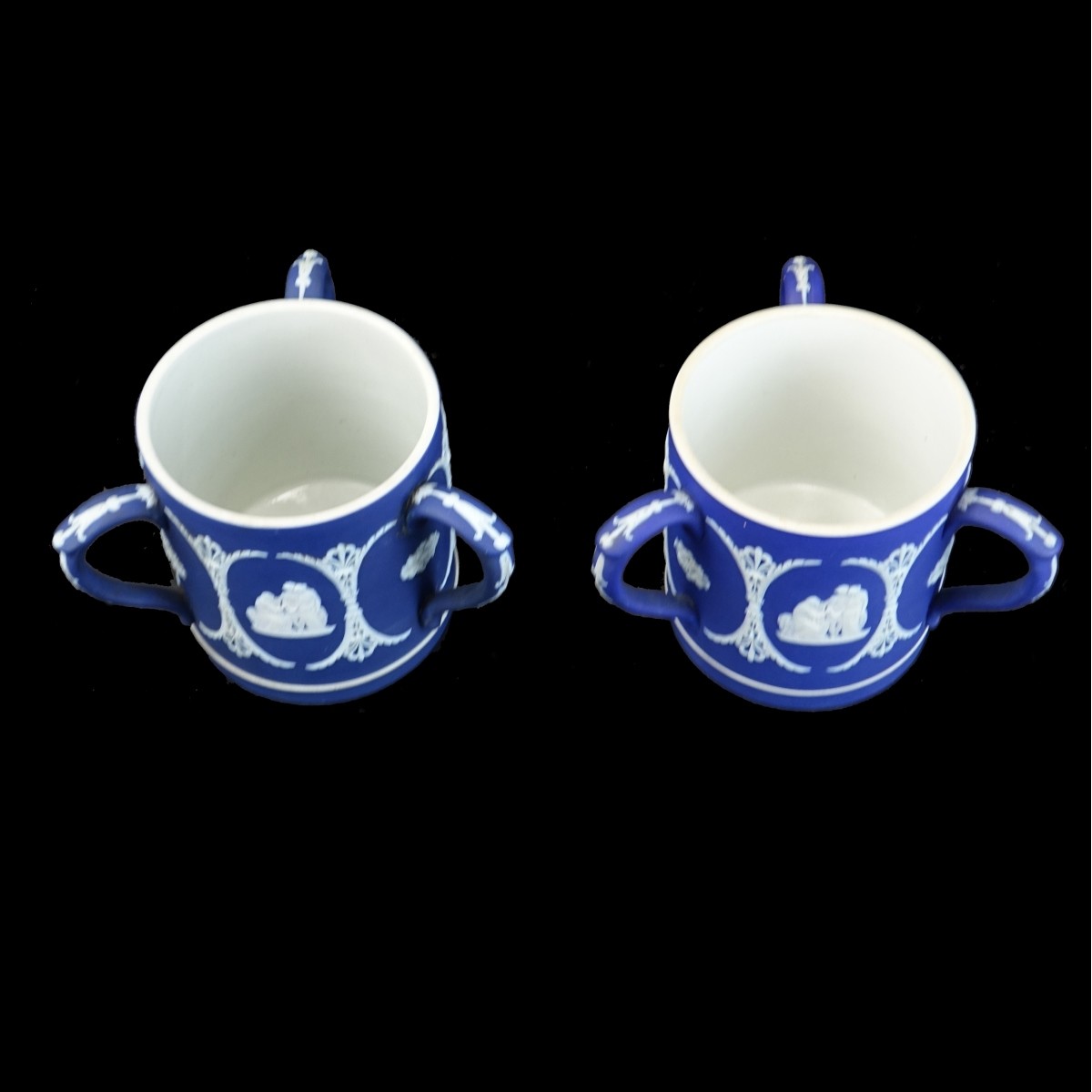 Pair Antique Wedgwood Tyg Mugs Jasperware