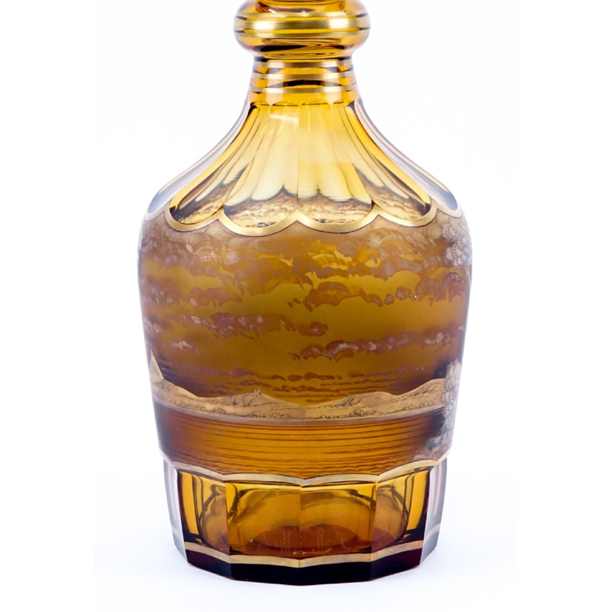 Oversized Bohemian Amber and Gilt Decanter