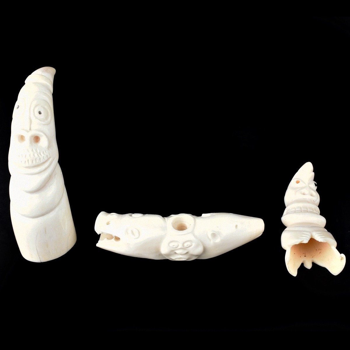 3 Inuit Carved Walrus Tupilak Figurines