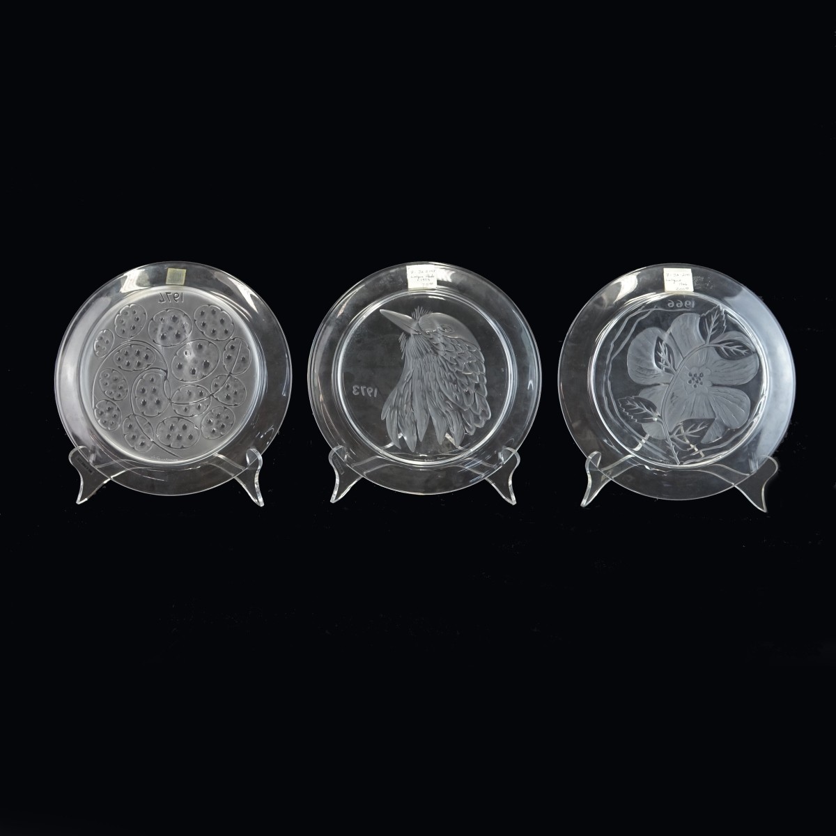 3 Lalique France Annual Plates 1974, '73, '66,