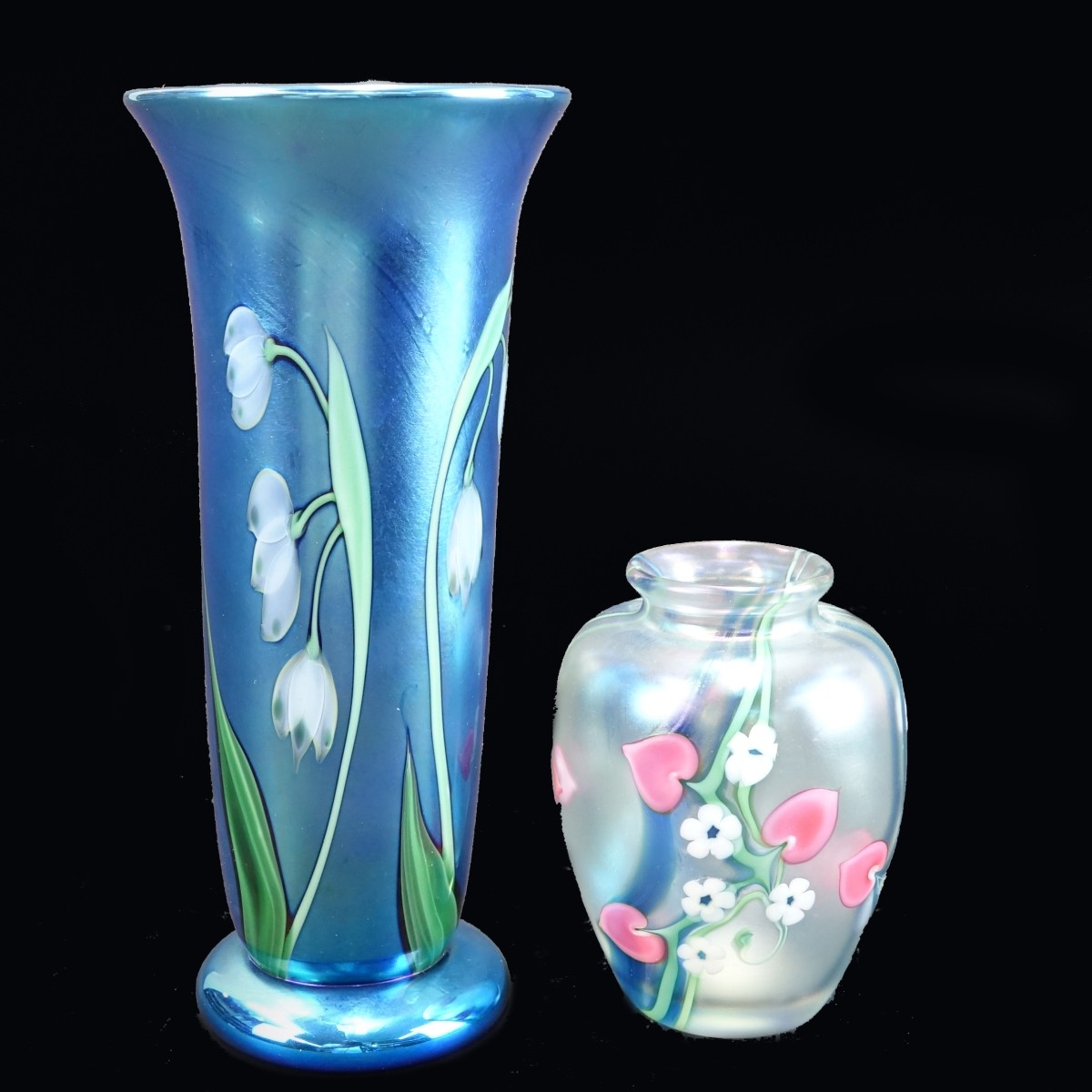 2 Orient & Flume Art Glass Vases