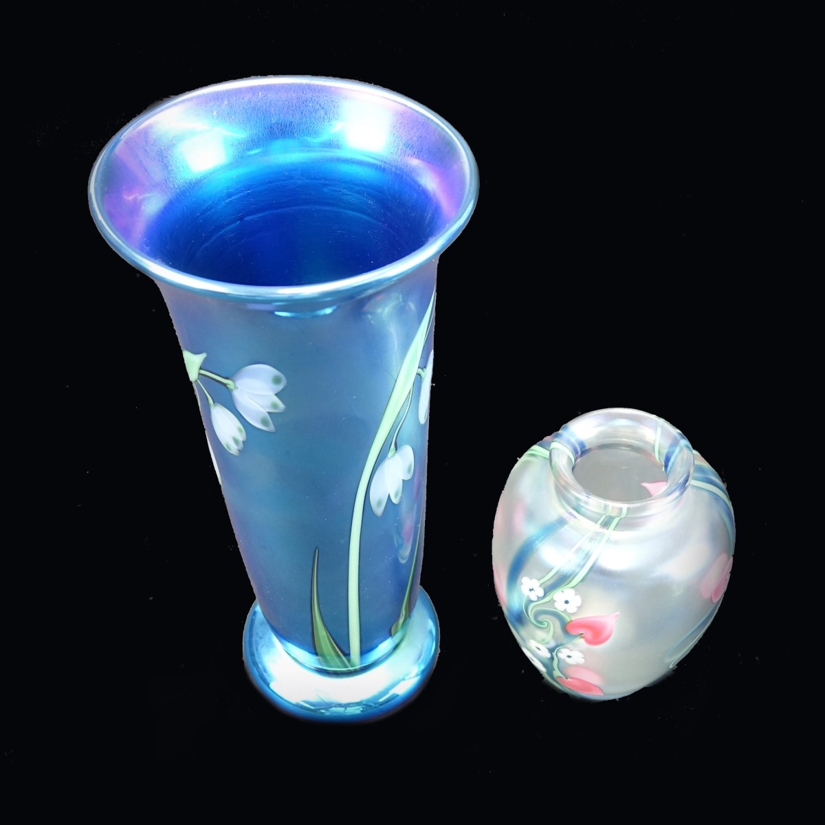 2 Orient & Flume Art Glass Vases