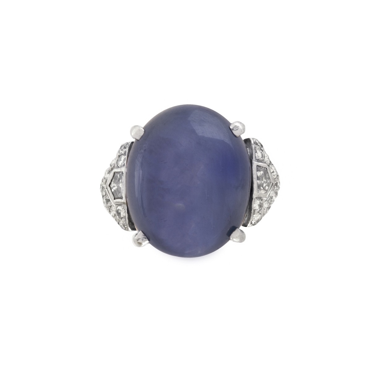 Art Deco Sapphire, Diamond and Platinum Ring