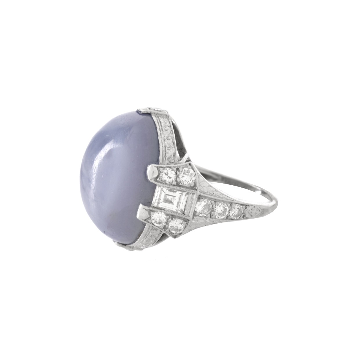 GIA Star Sapphire, Diamond and Platinum Ring