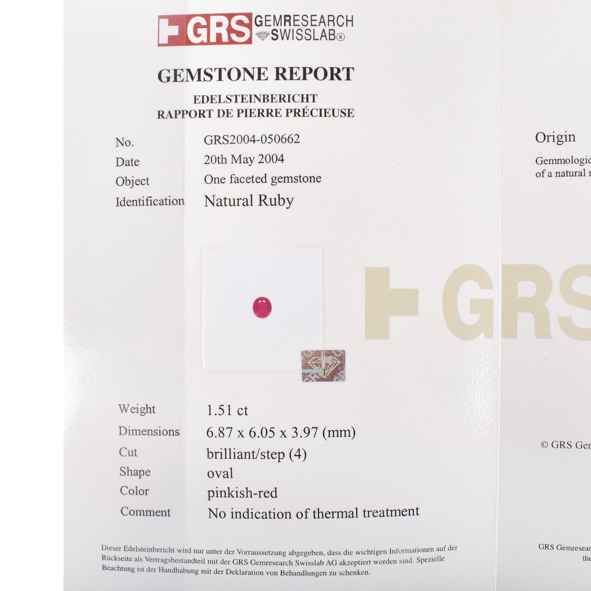GRS Burma Ruby and 18K Ring